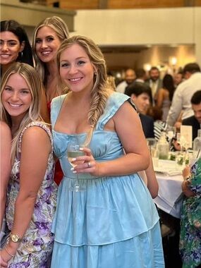 Show Me Your MuMu Pale Blue Tiered Midi Dress